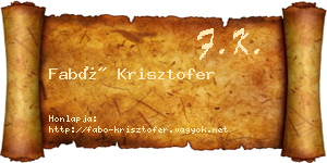 Fabó Krisztofer névjegykártya
