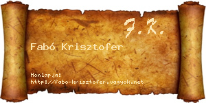 Fabó Krisztofer névjegykártya